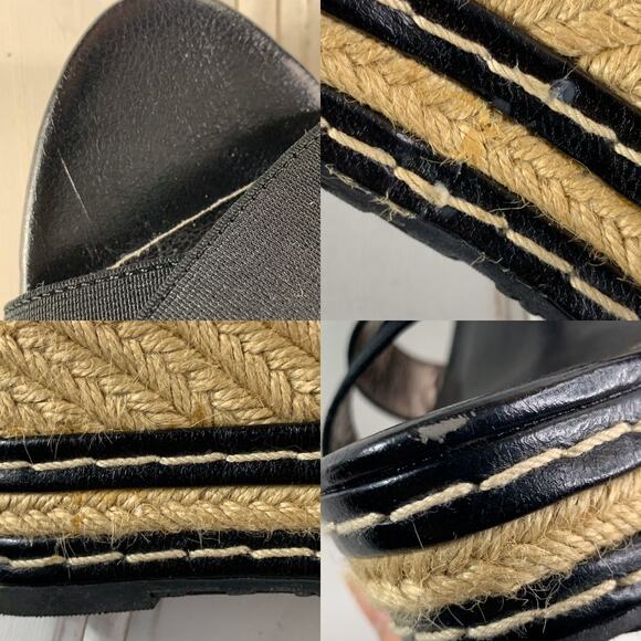 Charles David 5.5 Black Espadrilles Wedges Shoes Open Toe Ankle Strappy Sandal - Picture 7 of 12